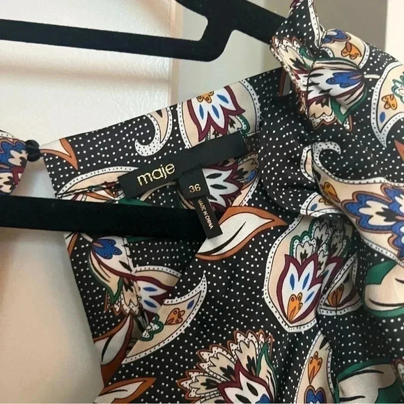 Maje Isley Wrap-effect Printed Satin Playsuit- Size 36; Like New without tags - Picture 9 of 16